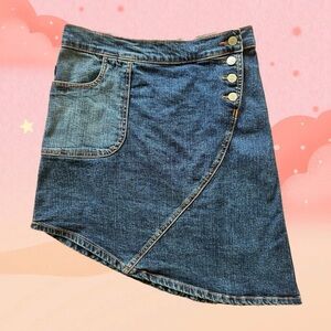 Rock & Republic Denim Asymmetrical Skirt with Button Detail